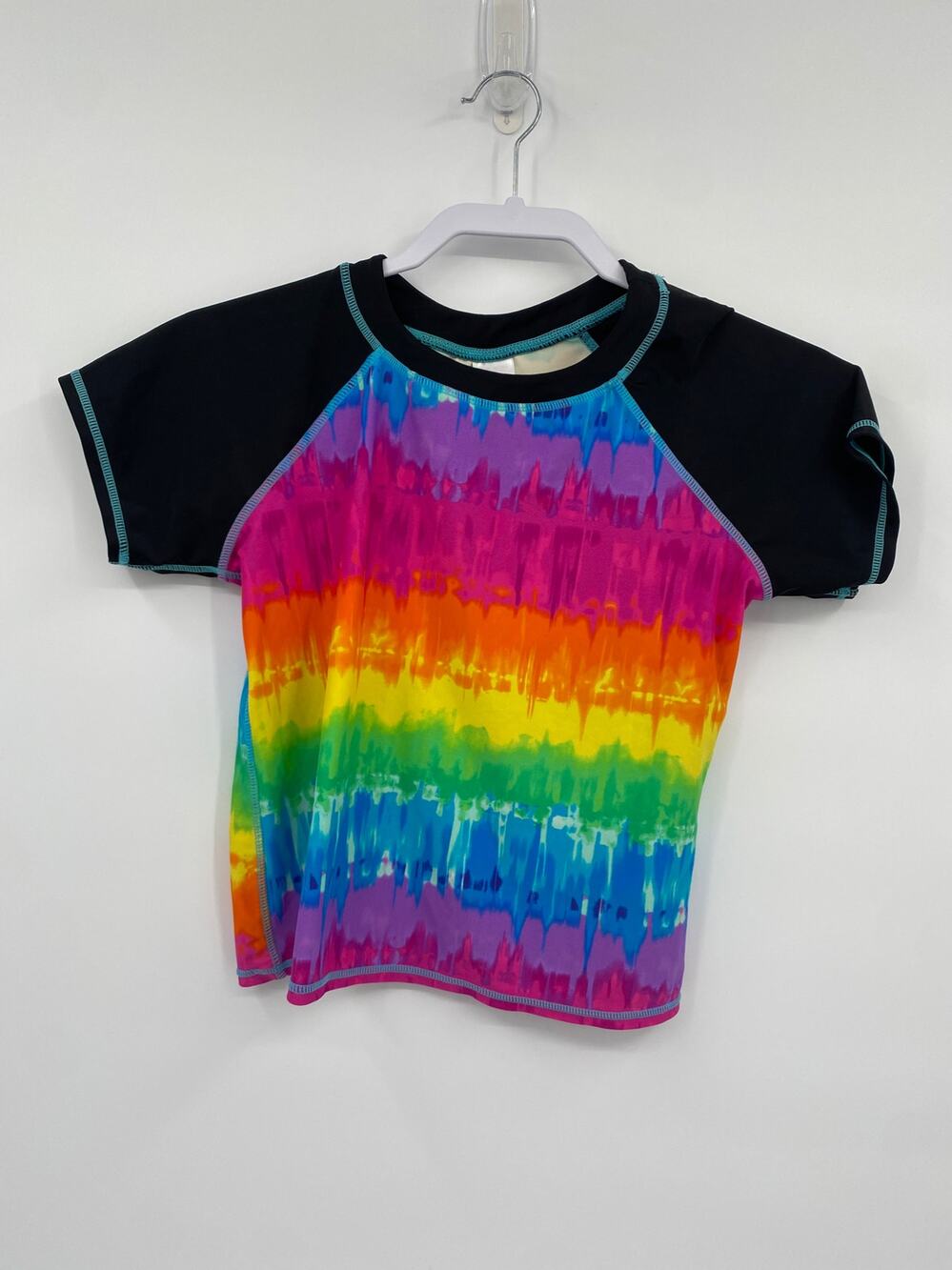 Xhilaration Multicolor Tie Dye Short Sleeve Rashguard Girls's Size XL 14/16